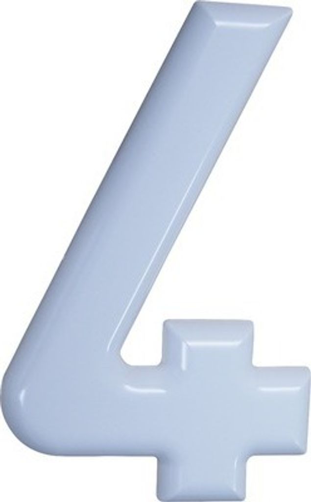 Hausnummer 4 aus Nylon, weiß, 160 mm hoch Produktbild 