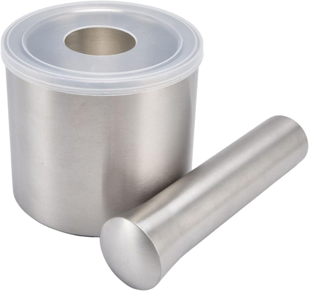 Mörser und Stößel-Set, Edelstahl-Mörser mit Gewürzmühlenabdeckung (gerader Knoblauchstößel)