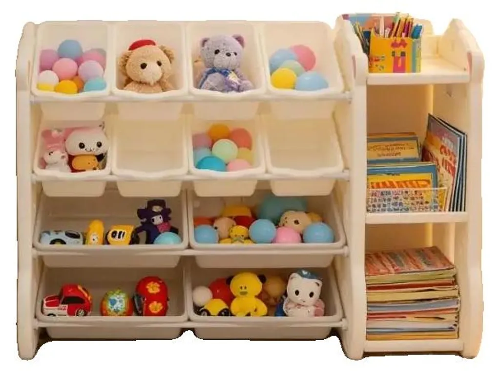Armoire de rangement enfant en PEHD 115x36x85 cm avec 12 paniers amovibles