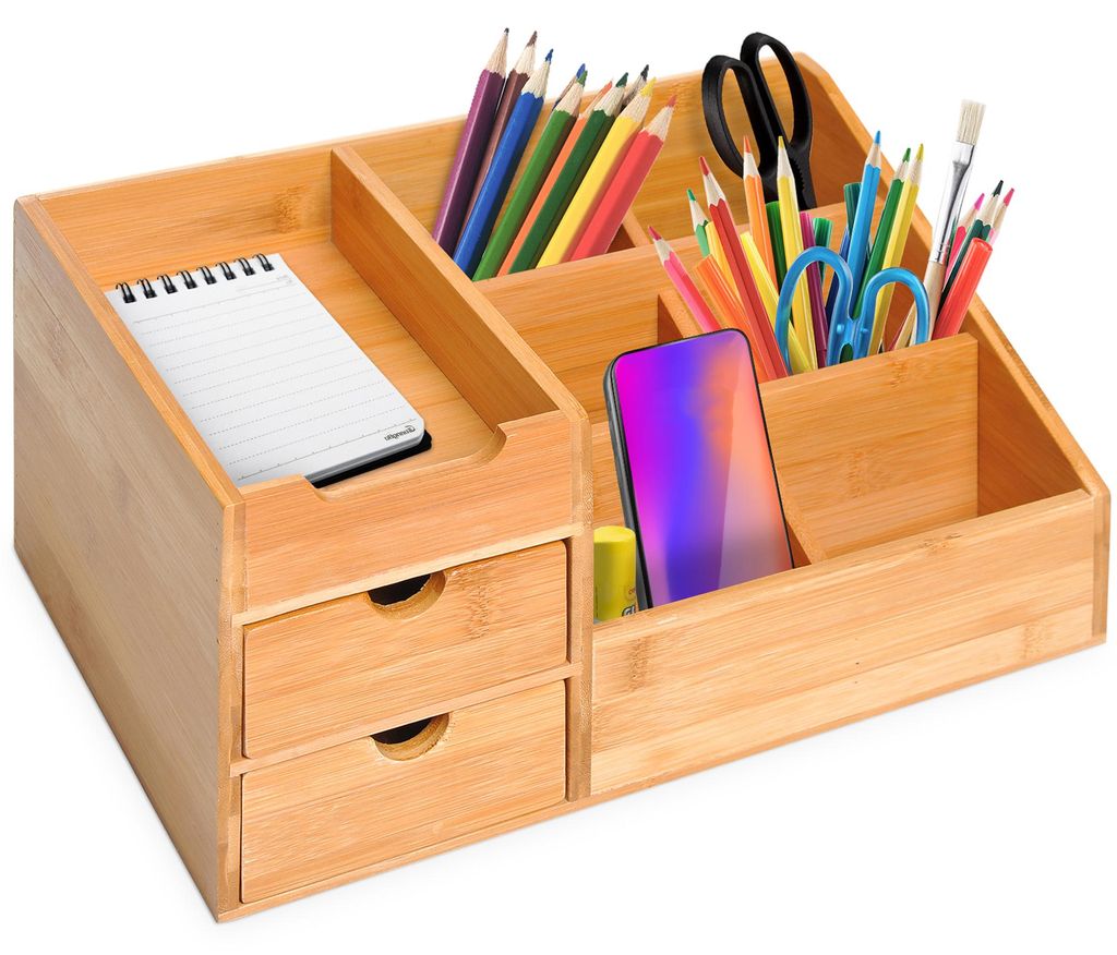 Schreibtischorganizer Aufbewahrungsbox Bš¹ro Box Organisation 2 Schubladen Natur L33 x B20.5 x H15.5 cm