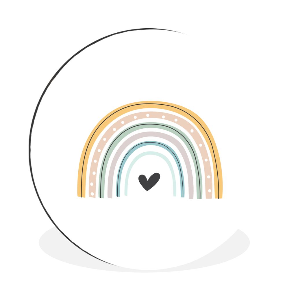 MuchoWow Aluminium Wandkreis Regenbogen - Herz - Tupfen - Pastell - Kinder Ø 30 cm Wanddeko Modern Wohnzimmer - Wand Bild - Wohnzimmer - Runde B...