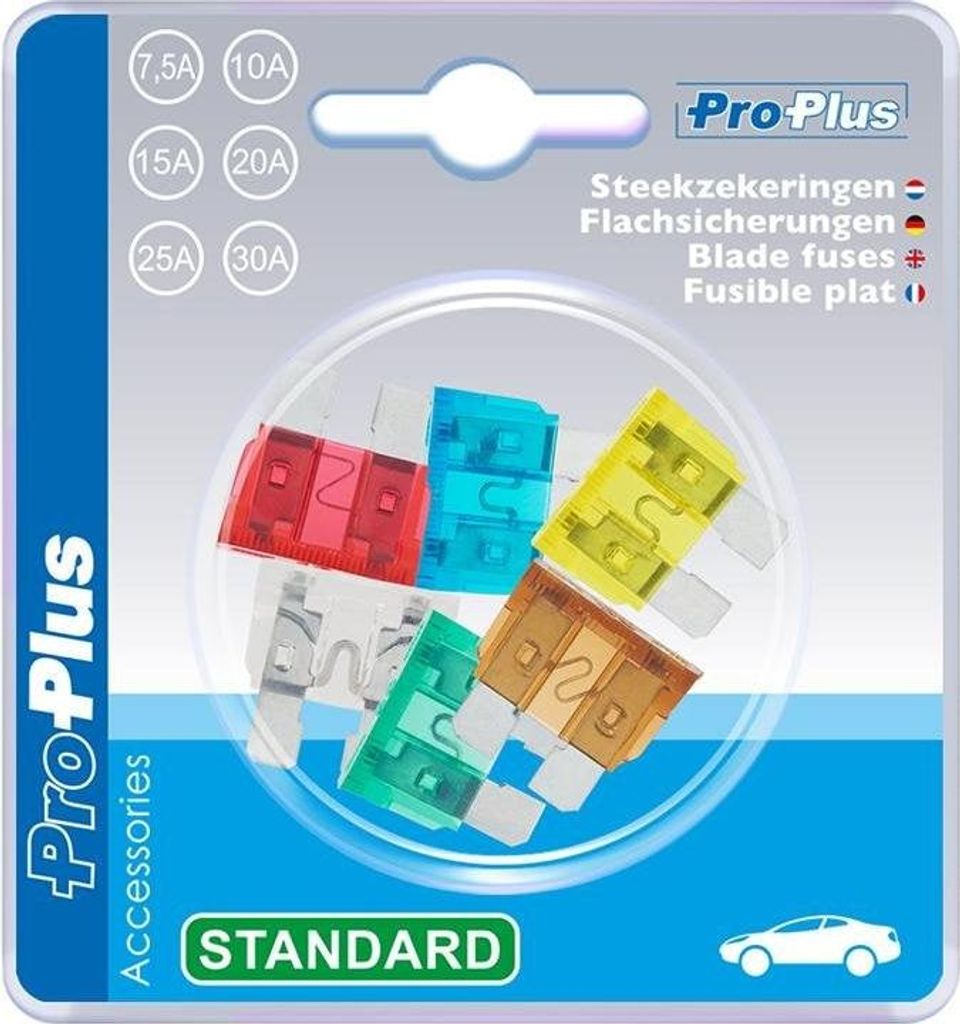 Flachsicherungen Standard sortiert 6 Stück im Blister