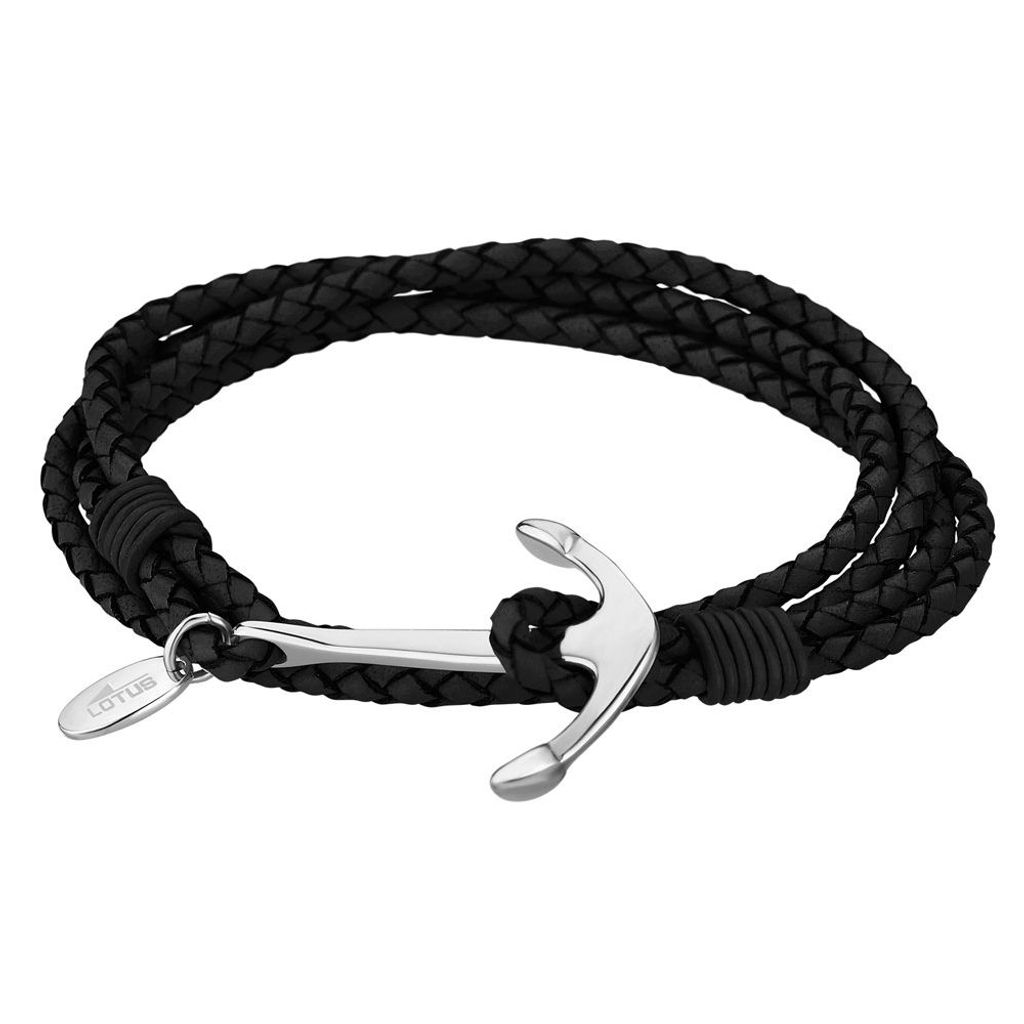 Lotus Style Wickelarmband Armband Anker Lederarmband schwarz LS1831-2/1