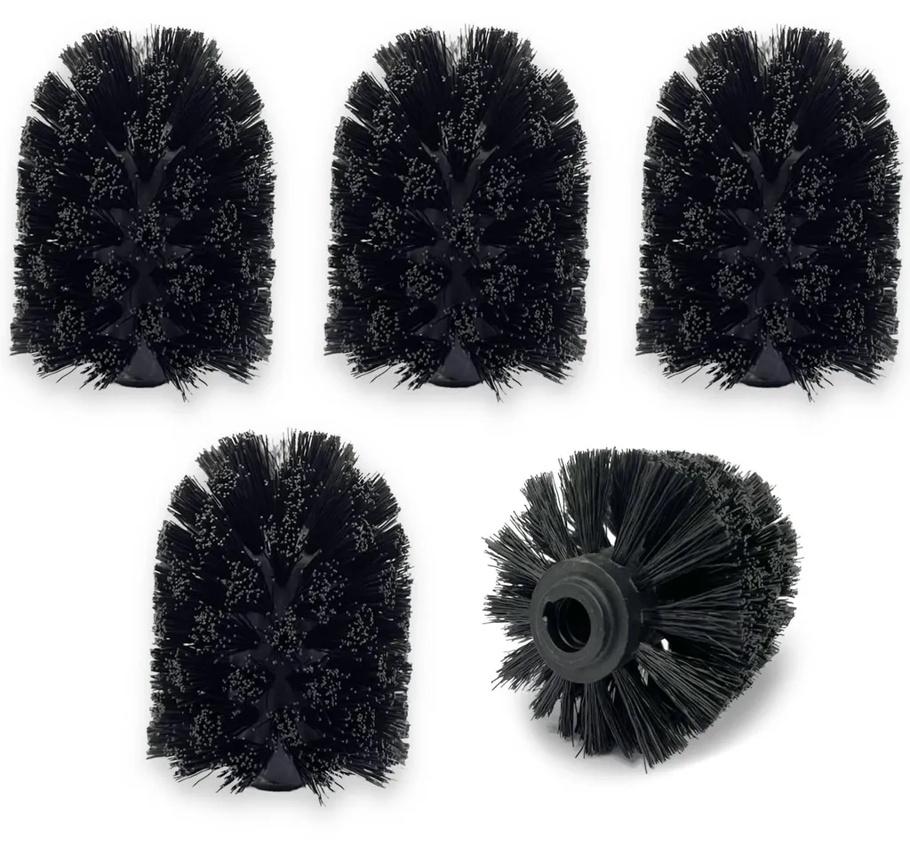 Tête de Brosse WC de Rechange Noir Anti-Saleté 7x9 cm - Lot de 5 Pièces Pro