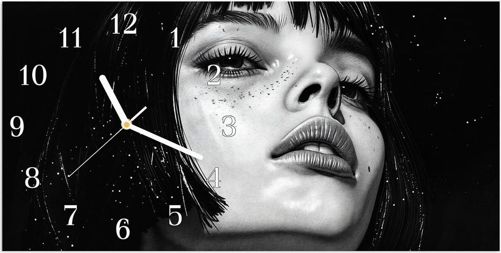 Wanduhr aus Glas mit Motiv Mystischer Blick- 60 x 30 cm - inkl. Aufhängesystem