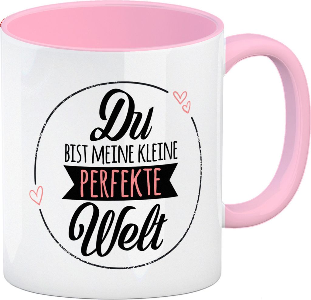 Du bist meine kleine perfekte Welt Kaffeebecher Henkel und Innenseite