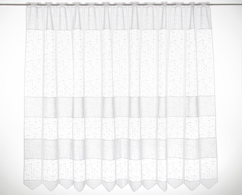 Gardinen Kranzusch Scheibengardine Jacquard verschlungen Linien 120x137,5 cm H/B weiß Bistrogardine Vorhang Küche 1er Pack