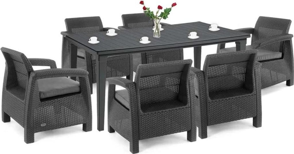 Curver Korfu Big duo Gartenmöbelset mit Futura Tisch graphit