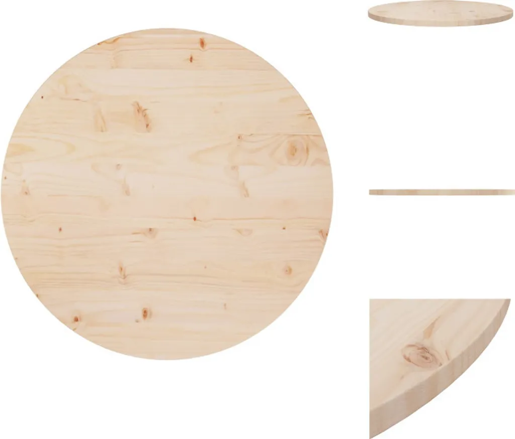 Piano Tavolo Round vidaXL in Pino Massiccio 70cm - Minimalista