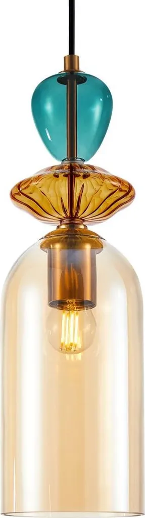Suspension design en verre multicolore 1xE27 Italux Busco Ambrée