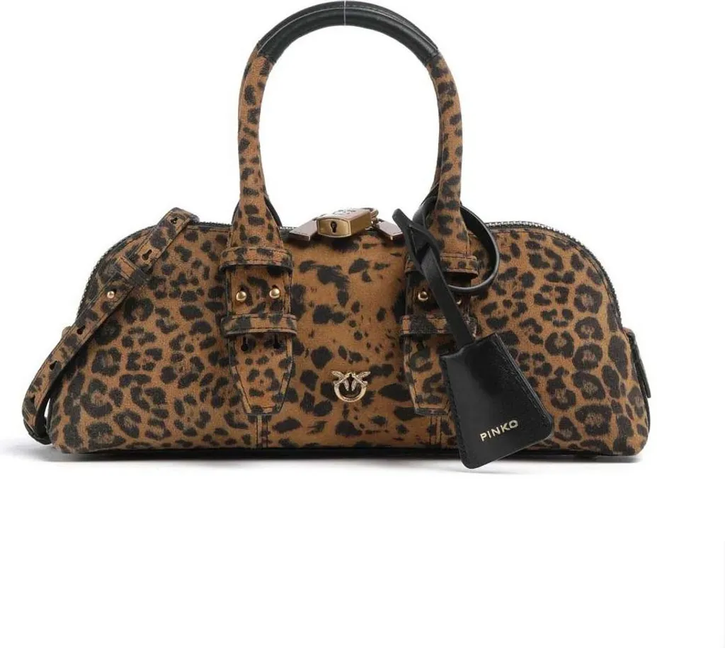 Sac Bowling Pinko Baguette avec Imprimé Animalier Rose pour Femmes