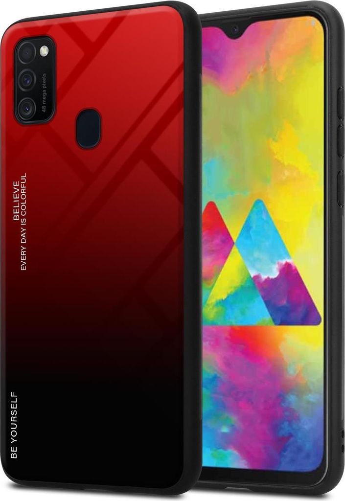 Cadorabo Hülle für Samsung Galaxy M21 / M30s Schutz Hülle in Schwarz Handyhülle TPU Etui Cover Case Tempered Glas