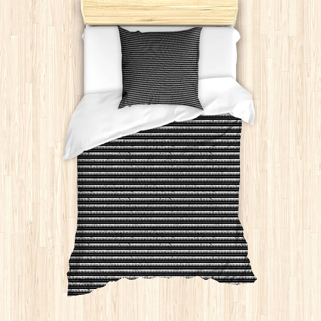 Copripiumino 135x200 Zigzag Azteco Bianco Nero ABAKUHAUS Moderno