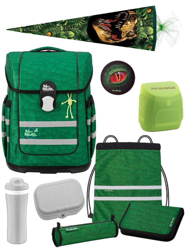 McNeill Ranzen-Set 9-teilig McOcean LEGU Drache Dino Schulranzen-Set mit Schultüte / Zuckertüte