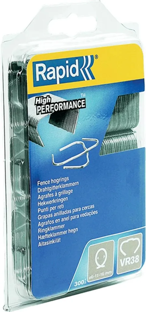 Rapid VR38 300 Hog Rings - Anelli Leggeri Zincati per Orto e Hobby