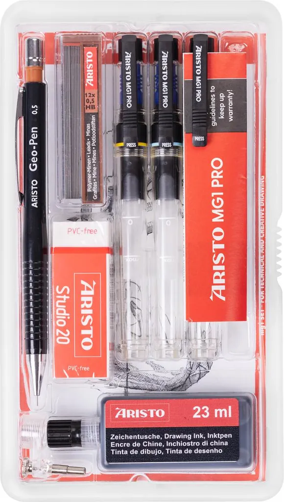 Stylo à encre de Chine Aristo mg1 lot de 3 pointes 0,2 0,3 et 0,5 mm