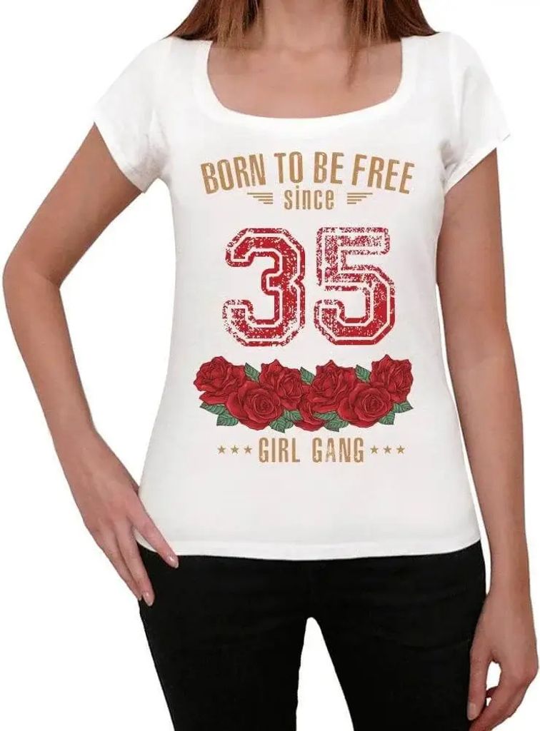 Damen Grafik T-Shirt Mädchenbande geboren um frei zu sein seit 35 – Girl Gang Born To Be Free Since 35 – Geschenk 89. Geburtstag Jahrestag 89 ...
