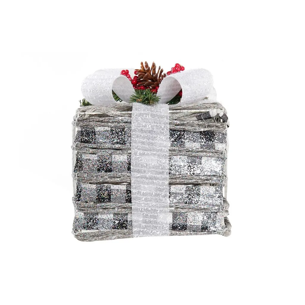 Set de Boîtes en Rotin Multicolore 25x29 cm avec Structure Métallique