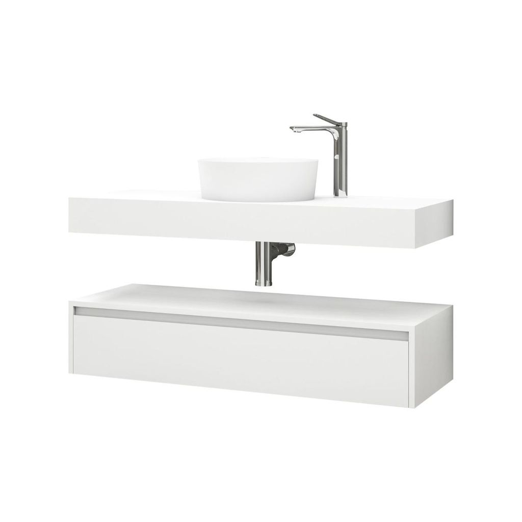 BELVIT Linuva Waschtischunterschrank MDF – Bad Unterschrank hängend mit Schublade & Ablage, modern, mattschwarz/eiche/mattweiß, 80×50 cm & 120...