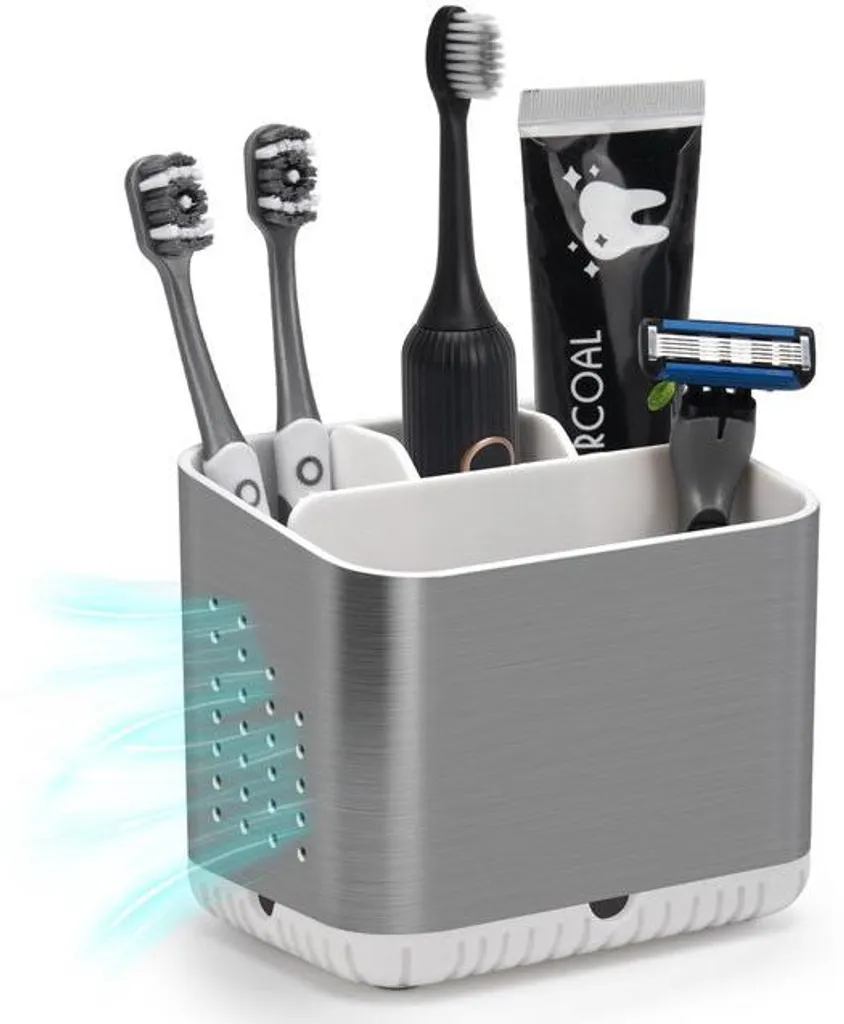 Support brosse à dents électrique compact avec récupérateur d'eau intégré