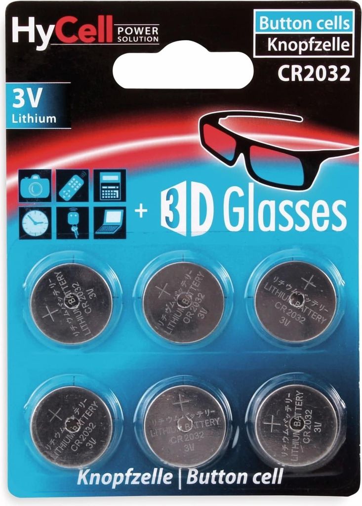 HyCell 6x CR2032 Batterie Lithium Knopfzelle 3V Knopfbatterien