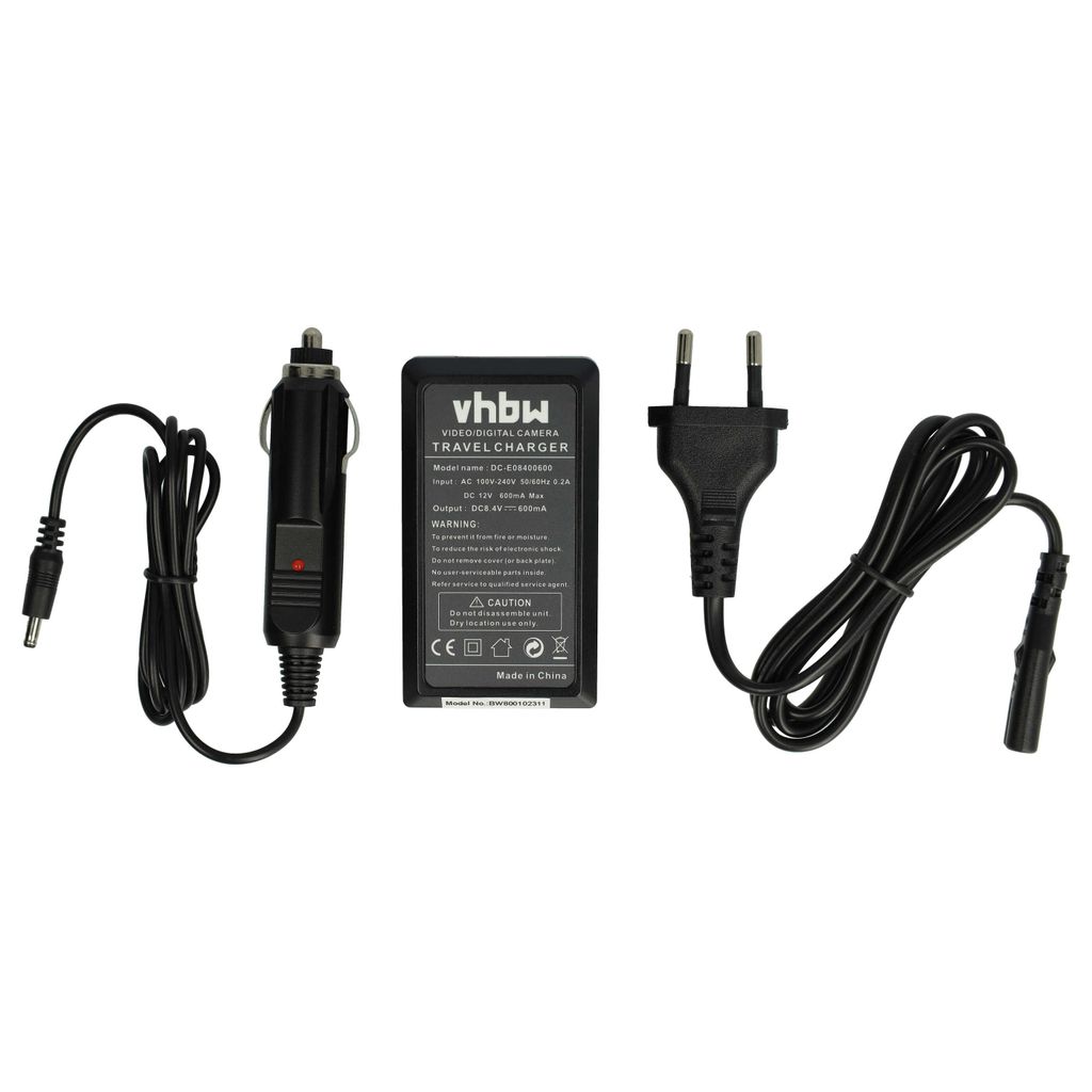 vhbw Ladegerät kompatibel mit Nikon D7000, D7100, D610, D7200, D750, D780, D500, D600, D7500 Kamera Camcorder - Ladeschale, Kfz-Adapter Ladeanzeige