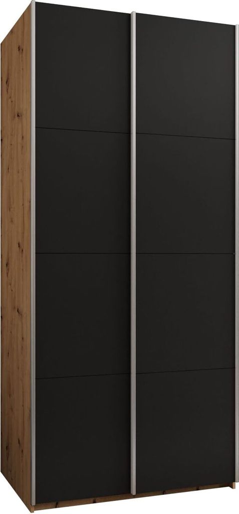 MEBLE KRYSPOL LUX 1 Kleiderschrank - 245,5x100x64cm - Artisan, Schwarz, Silber