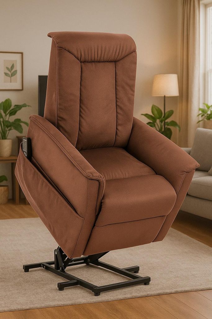 TV-Sessel Bezug braun Fernsehsessel Aufstehhilfe Wärmefunktion