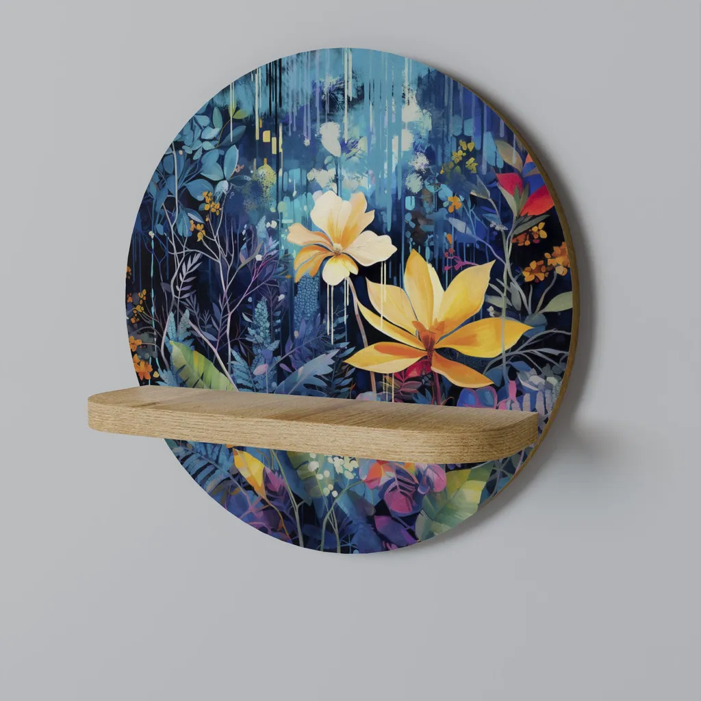 Petite étagère ronde de rangement MIDNIGHT BLOSSOM pour vos plantes