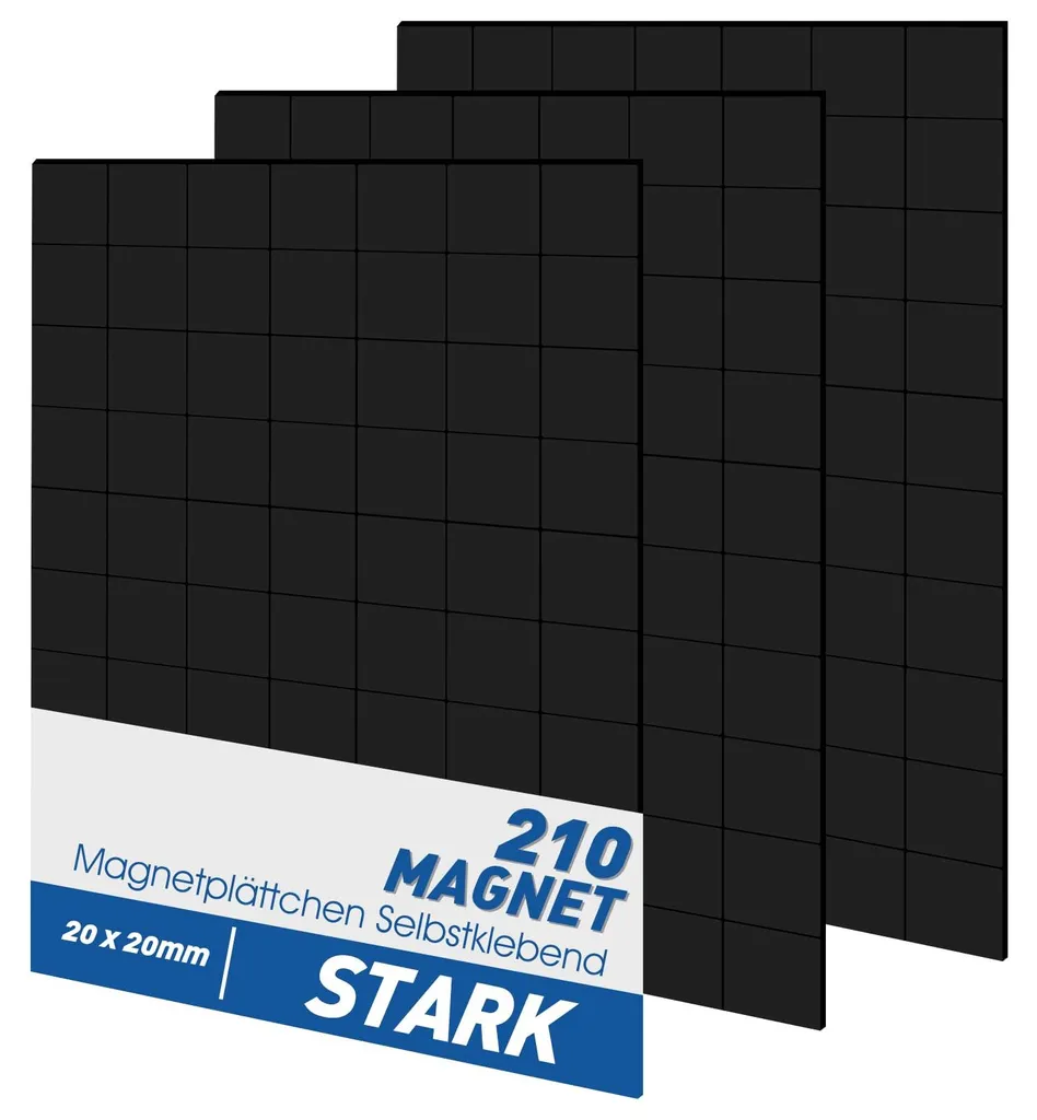 Aimants pour Photos et Notes, 210 carrés adhésifs 20mm pour frigo et DIY