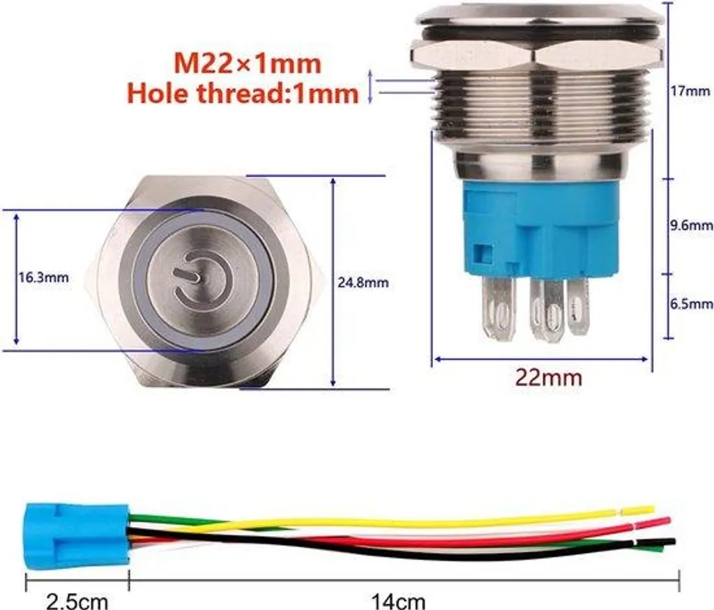 Interrupteur inox 22mm robuste et étanche pour remplacer vos boutons