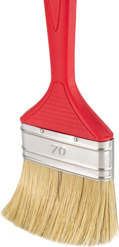 1x Flachpinsel | rot Kunststoff-Griff | Malerpinsel 70 mm