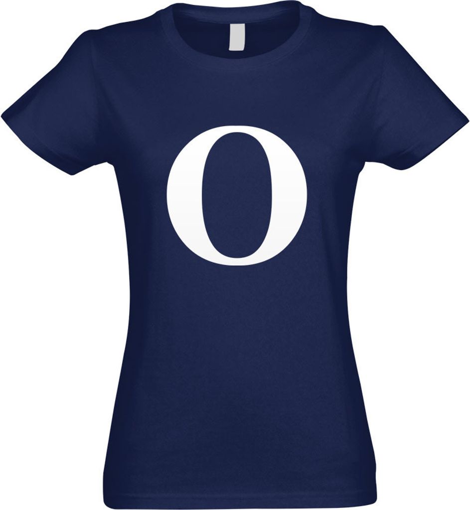 Kiwistar - T-Shirt tailliert - Damen - Navy - Buchstabe O - Alphabet - mit Motiv Bedruckt - Funshirt Design - Sport - Freizeit - Damen - L