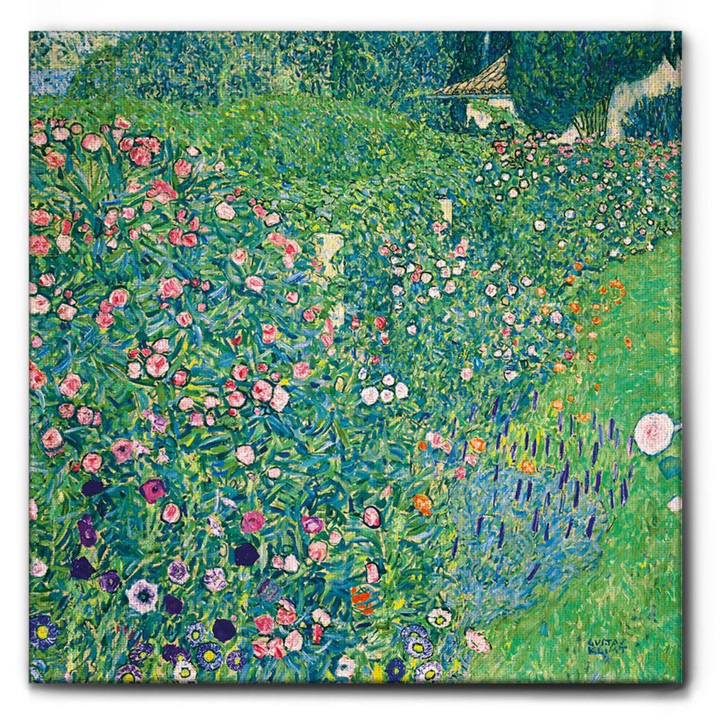 Giallobus - Italienischer Garten - Gustav Klimt - 100L x 100B cm - Bild - Premium Loom Canvas mit hoher Dicke