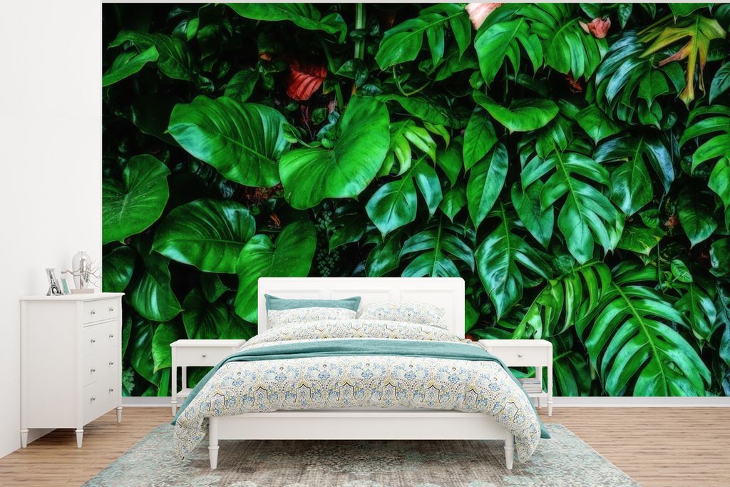 MuchoWow Fototapete für Wohnzimmer oder Schlafzimmer Wandtapete Vinyl Motivtapete Blätter - Tropisch - Asien - 320x240 cm - Tapeten