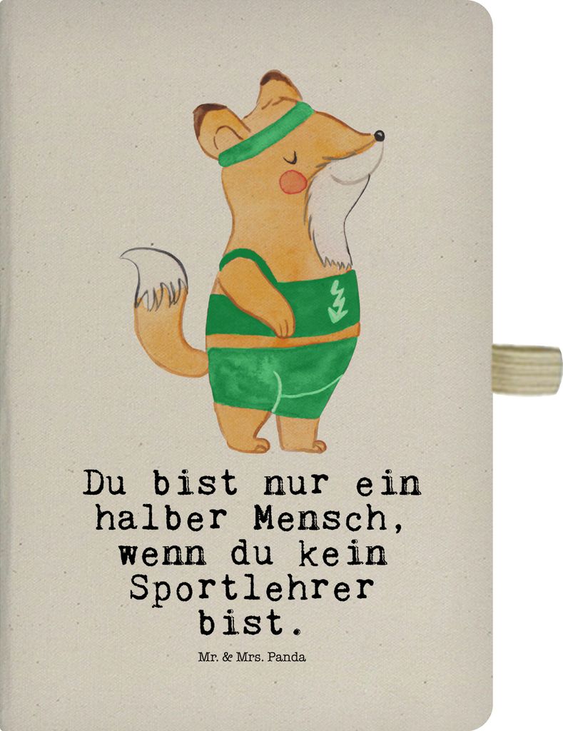 Mr. & Mrs. Panda Tagebuch Sportlehrer Herz - Transparent - Geschenk, Adressbuch, Journal, Kladde, Notizbuch A4 Hardcover