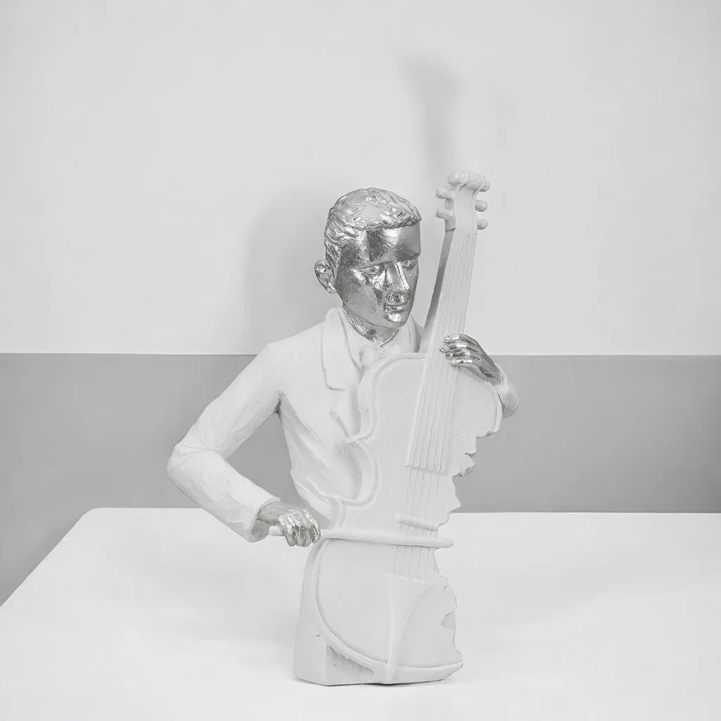 Gilde Figur, Musiker, "Musician", Mannmotiv, Violoncello, Kunstharz, weiß, VE 1, L. 10,5 cm, B. 21 cm, H. 31 cm 52909 - 3