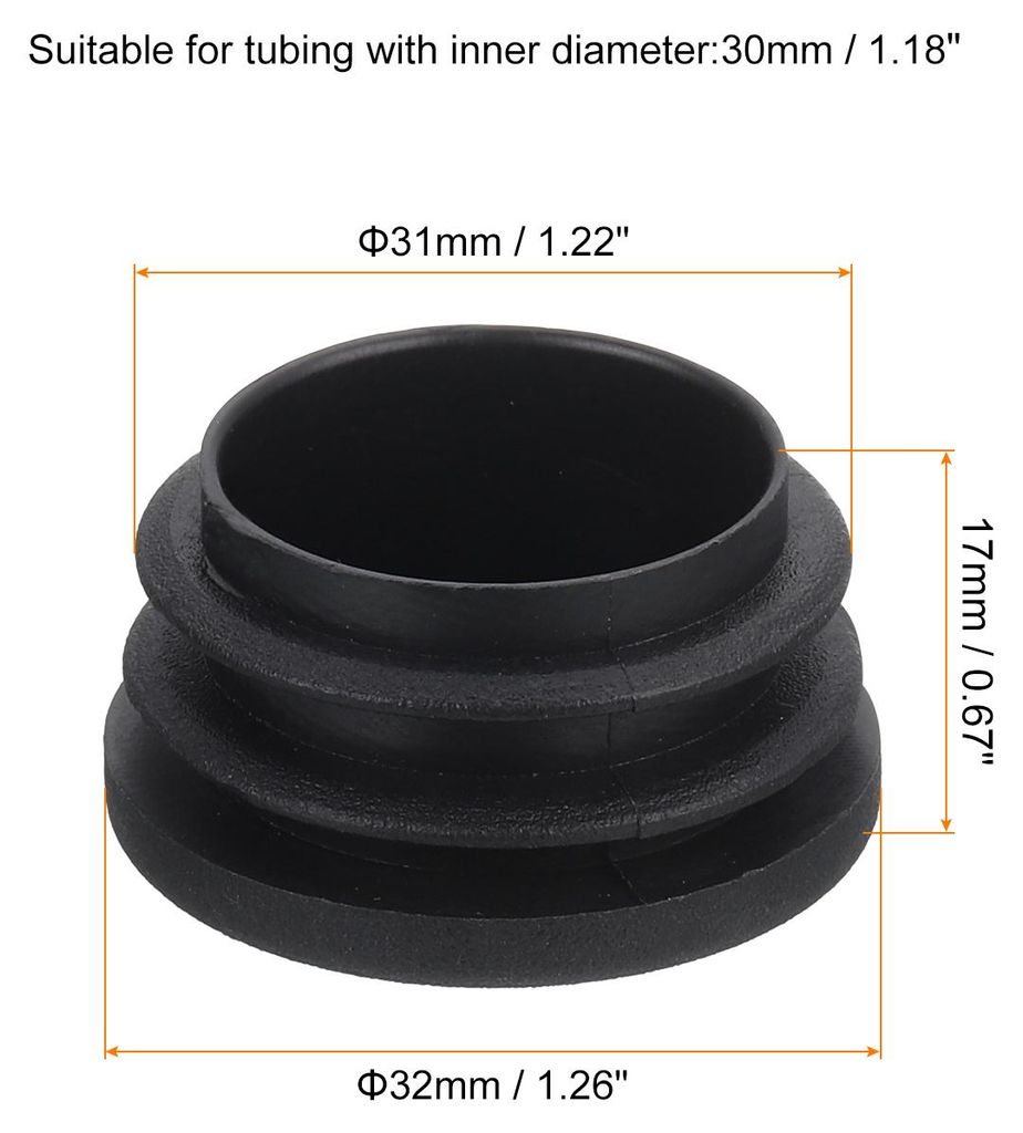36 Stš¹ck runde Rohrstopfen, schwarze Lamellenstopfen, 32mm OD (1,26 Zoll) Rohrabdeckung aus hochwertigem Kunststoff, Schutzkappen fš¹r Stuhl, ...