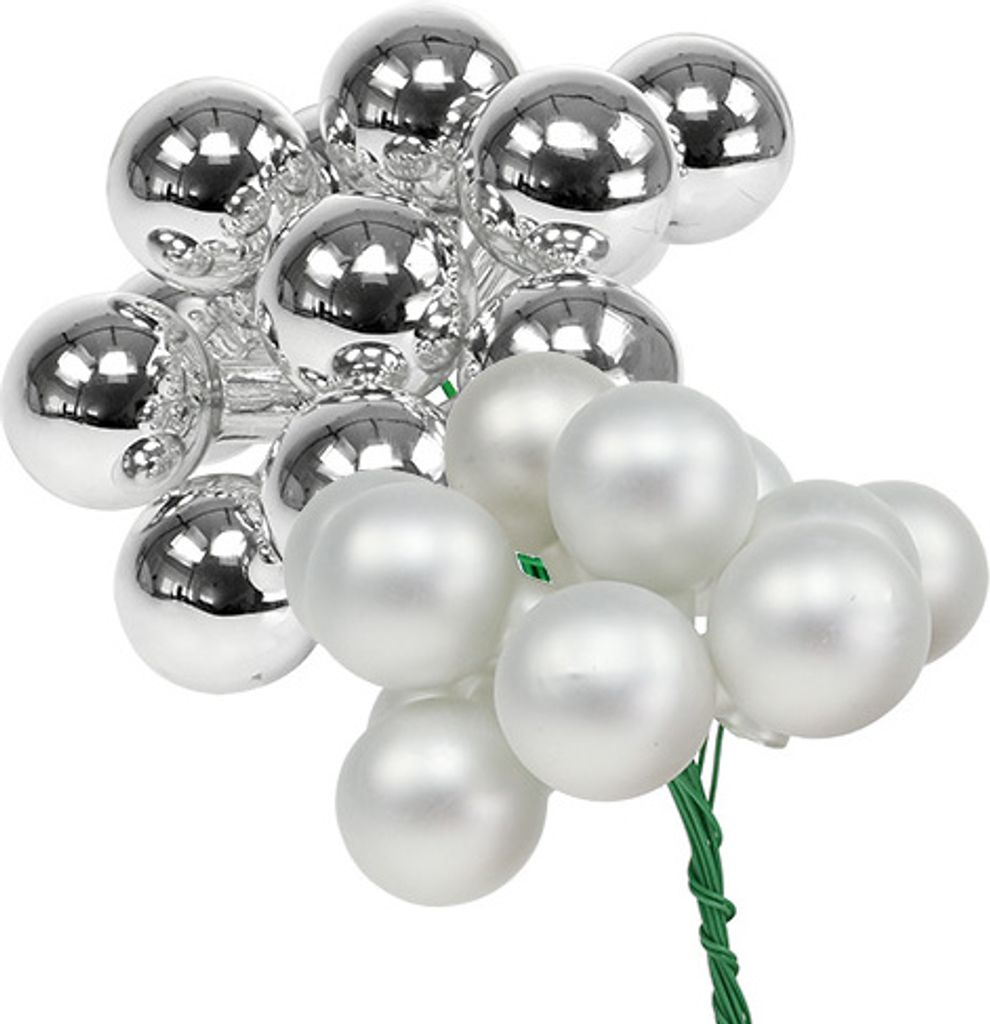 Spiegelbeeren-Mix 25mm Silber 140St - Weihnachtskugeln zum Basteln und Dekorieren, 140 Stück