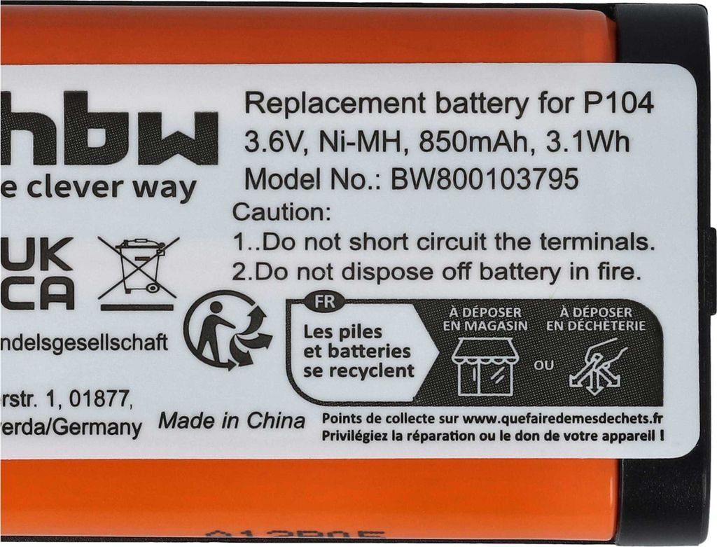 vhbw Akku kompatibel mit Panasonic KX-TG2346S, KX-TG2344BP, Produktbild 5