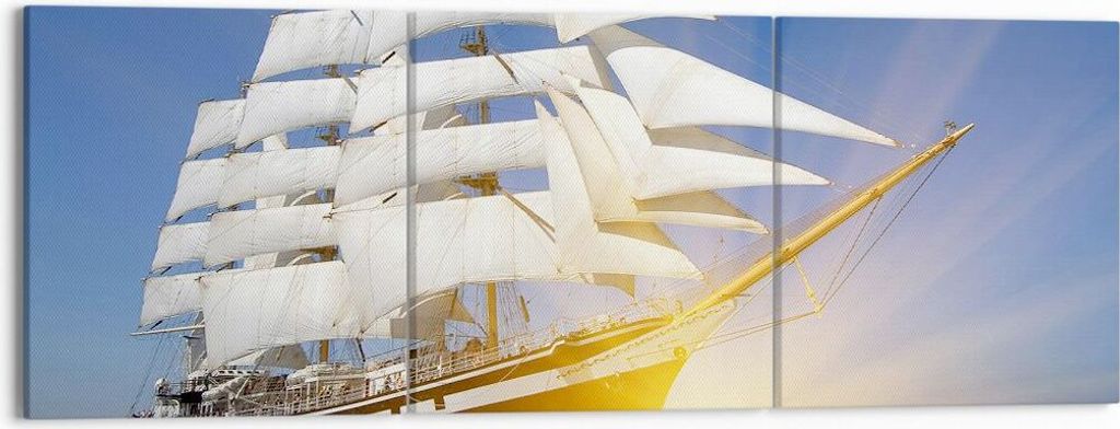 Bild auf Leinwand - Leinwandbild - Yacht Meer Welle - 150x50cm - Wand Bild - Wanddeko - Wandbilder - Leinwanddruck - Bilder - Kunstdruck - Wanddeko...