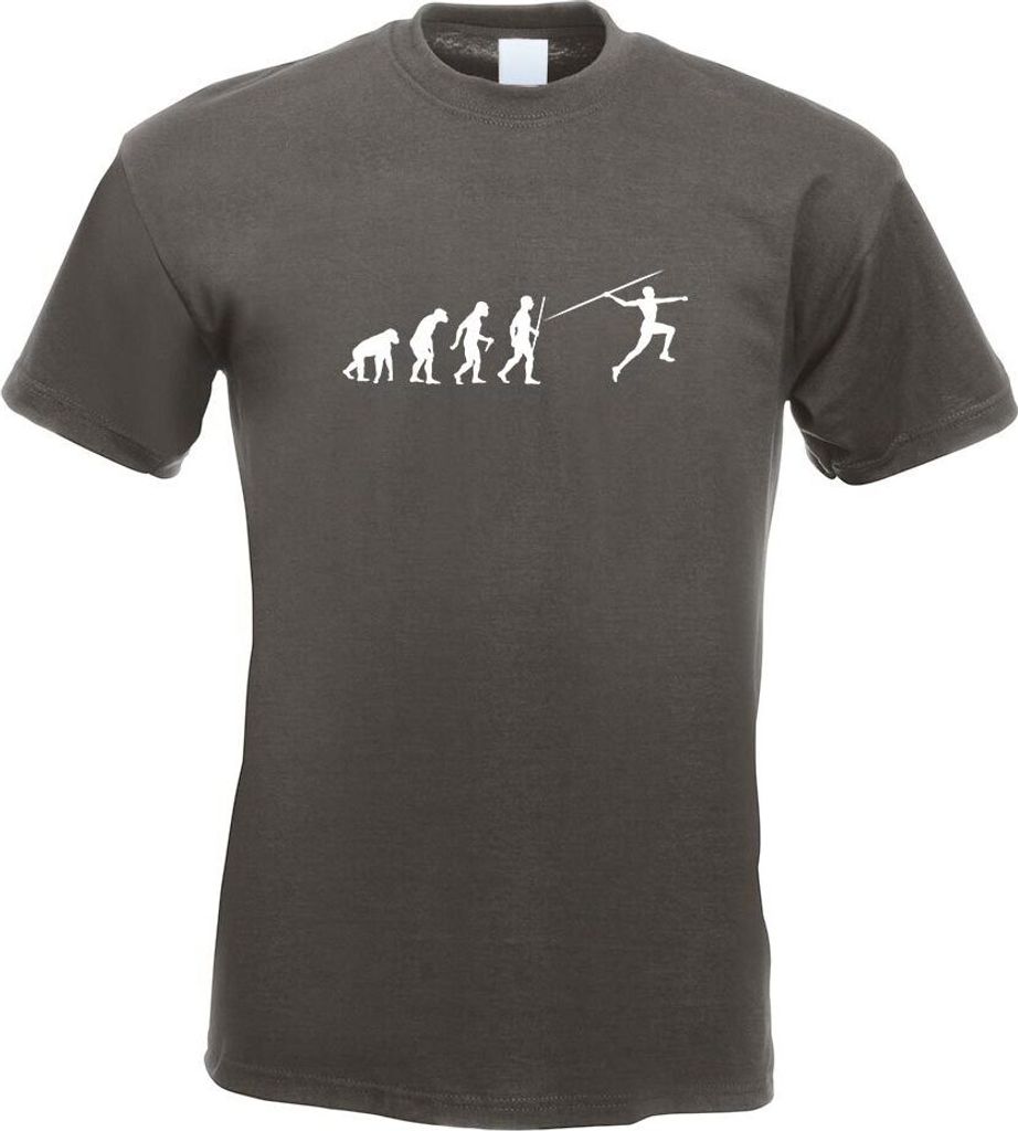 Kiwistar - T-Shirt - Graphit - Speerwurf Evolution Motiv Bedruckt Funshirt Design Print - mit Motiv Bedruckt - Funshirt Design - Sport - Freizeit -...