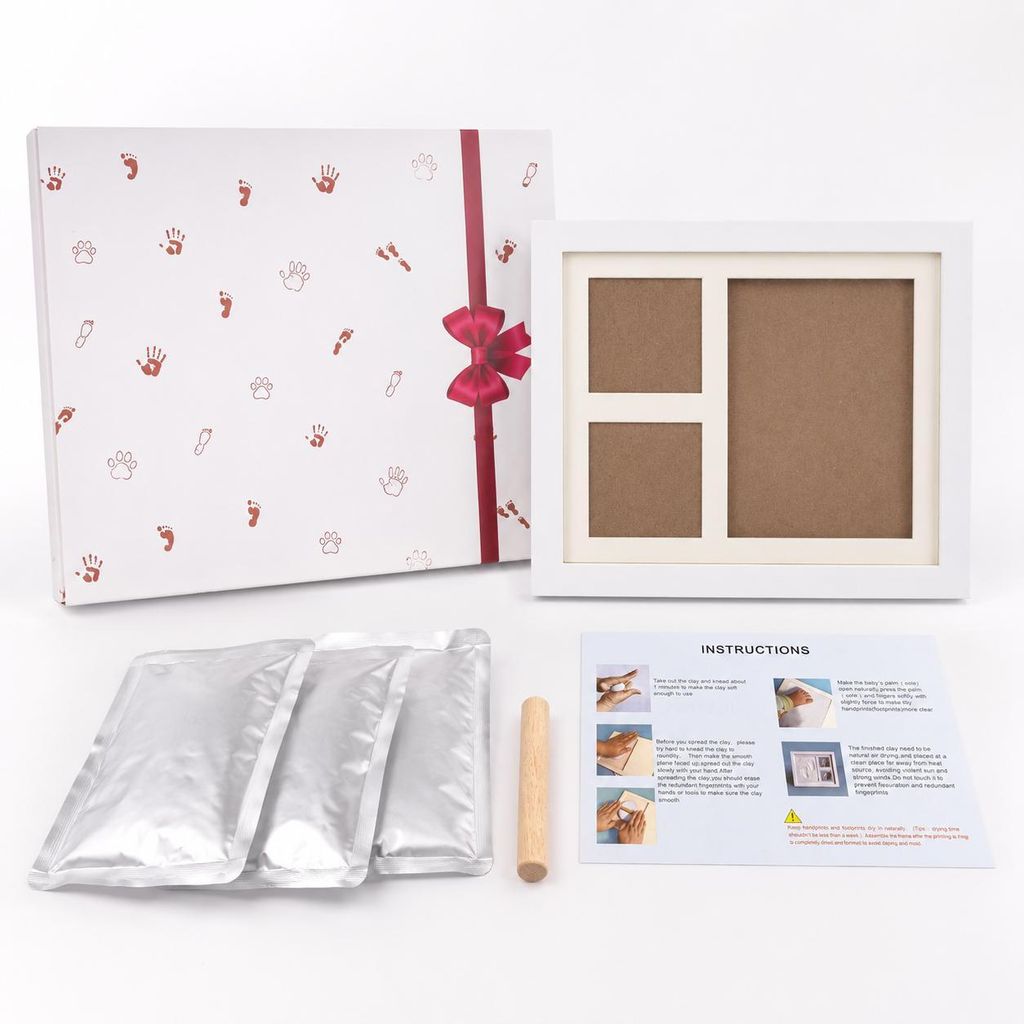 Baby Hand- & Fußabdruck Bilderrahmen Set – Erinnerungen für Produktbild 