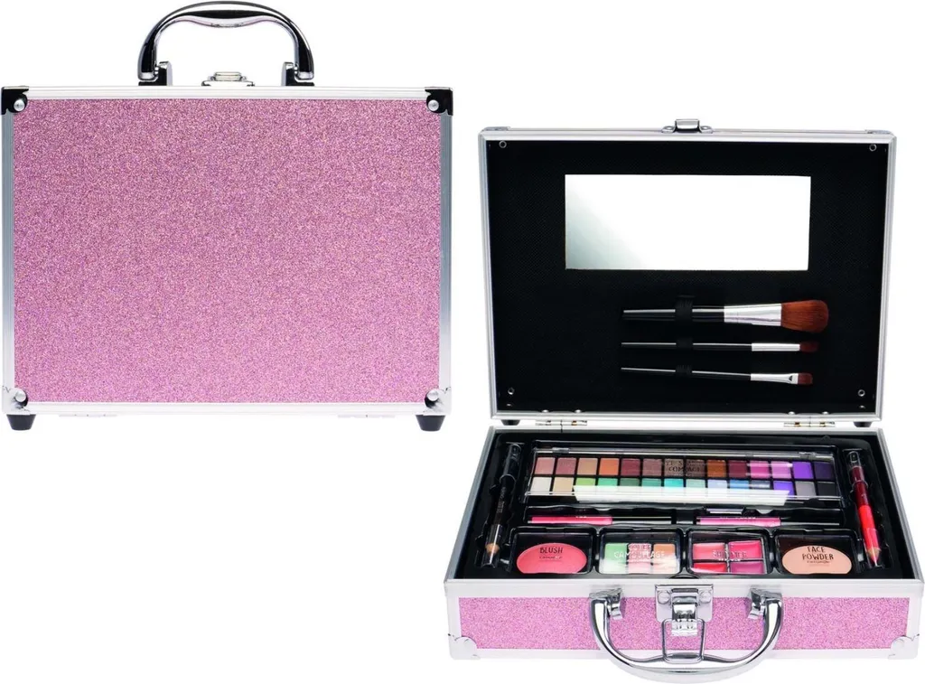 Trousse de maquillage rose brillant enfant : rangez tout avec élégance