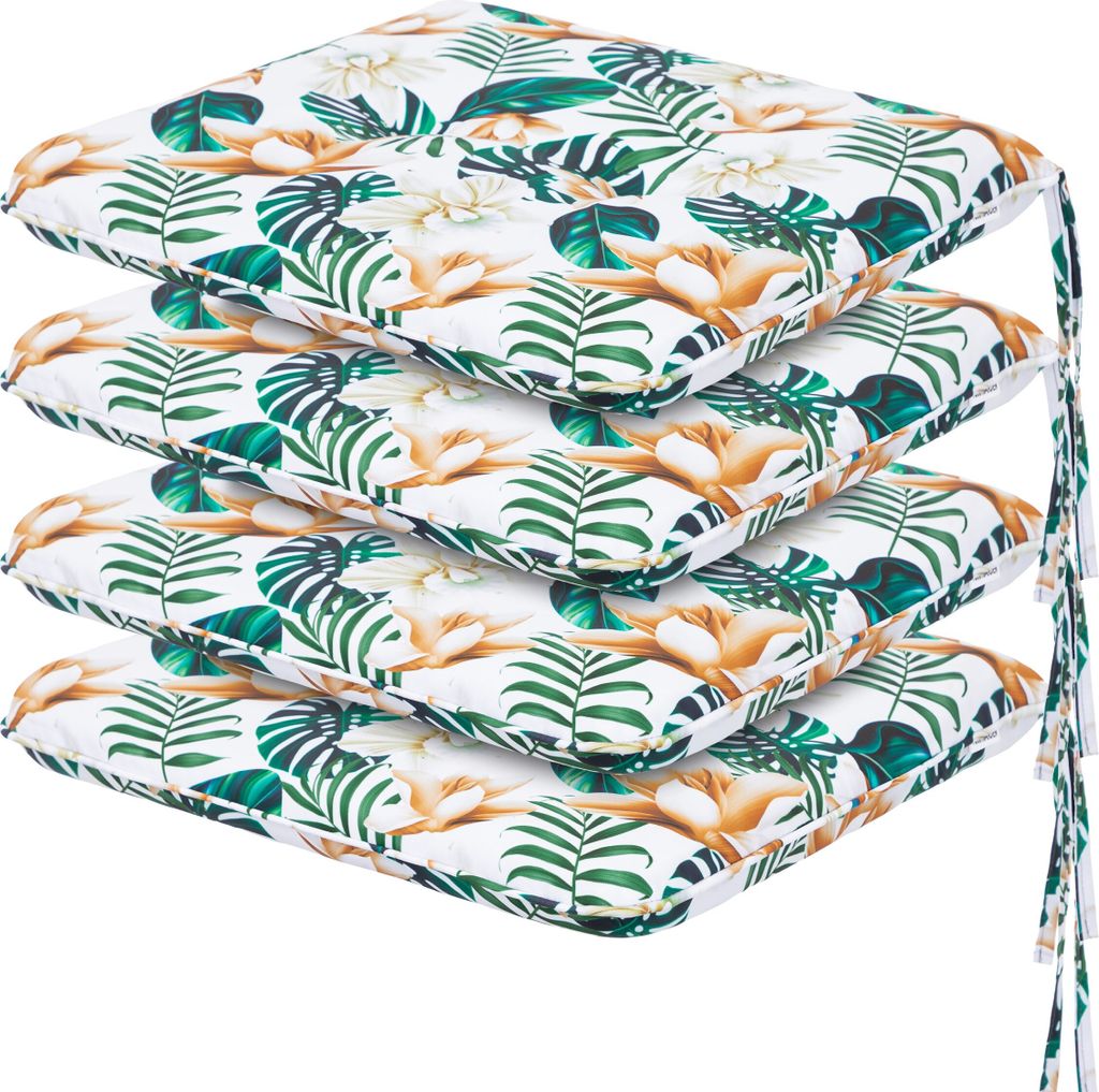 Sitzkissen-Set „Bella“ – 4er Pack – 50×43 cm wendbar, wetterabweisend & bequem | Liegenauflage, Polster, Sofa | PillowPrim