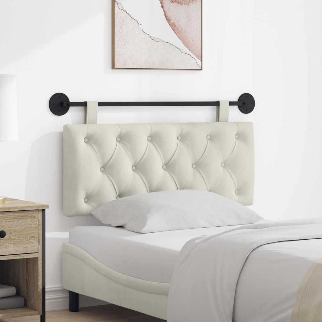 Hängevorderseite - VIDAXL - Bettkopfteil - Wandmontiert Creme 110 x 55 x 7 cm Samt