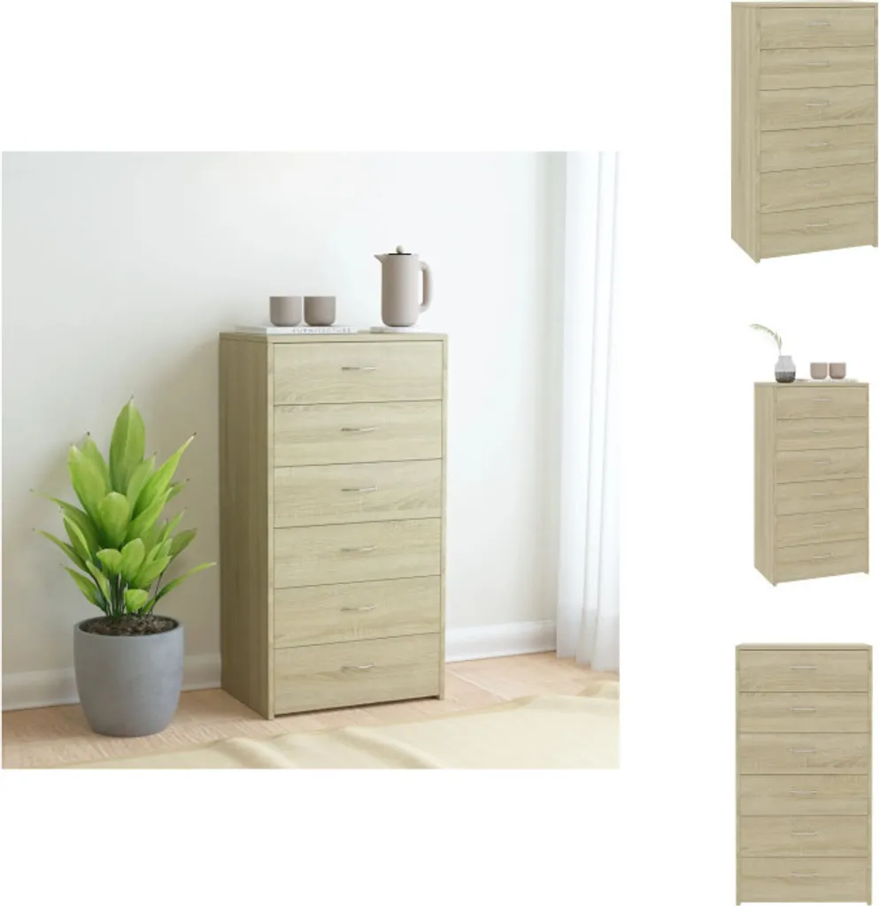 vidaXL Sideboard 6 Tiroirs Chêne Sonoma 50x34x96 cm en Bois Composite