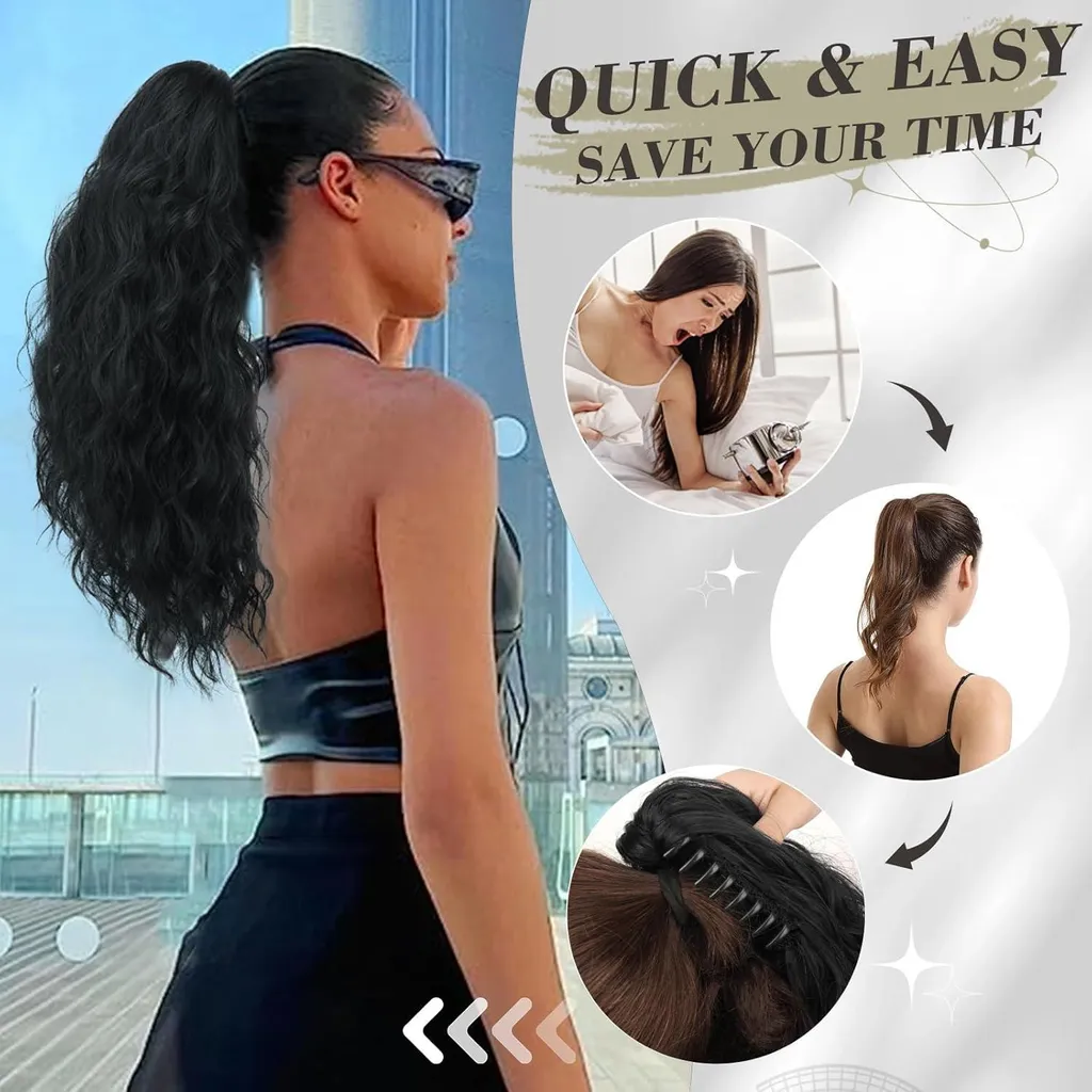 Extension queue de cheval bouclée 45 cm pour mariage et soirées chic femme