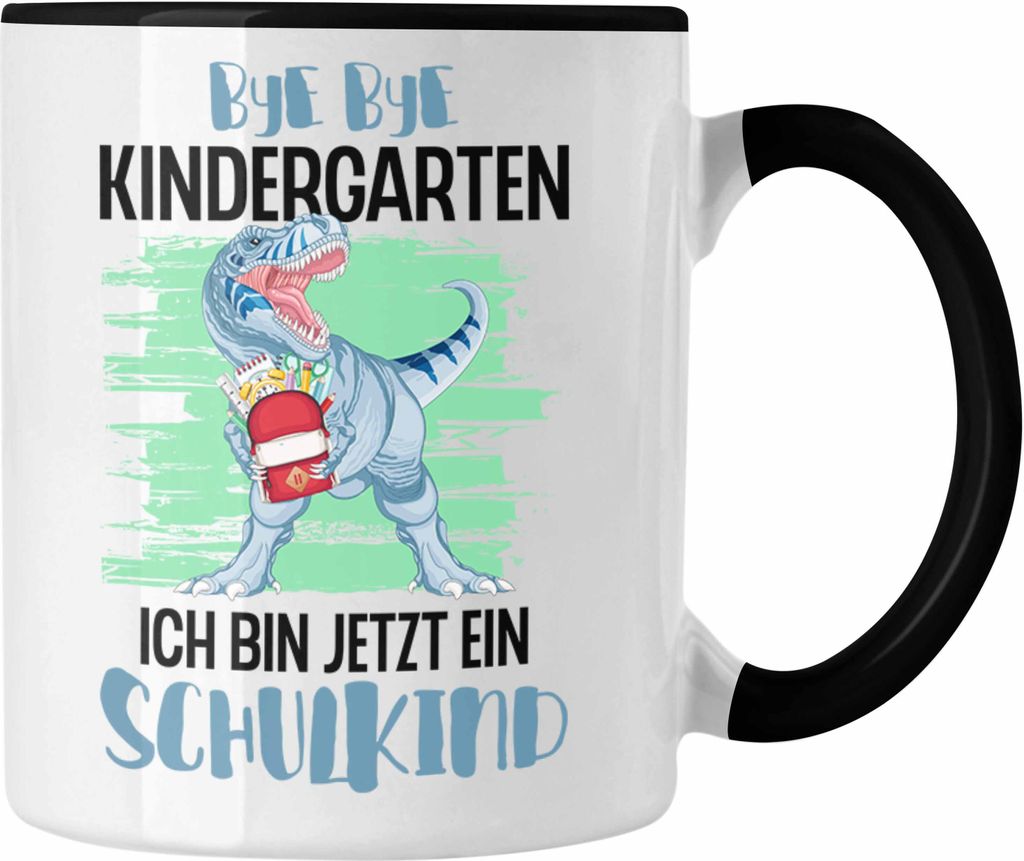 Trendation - Einschulung Junge Dino Geschenk für Schultüte Füllung Tasse Schulstart 1. Schultag Schuleinführung Schulanfang Geschenkidee Schulk...