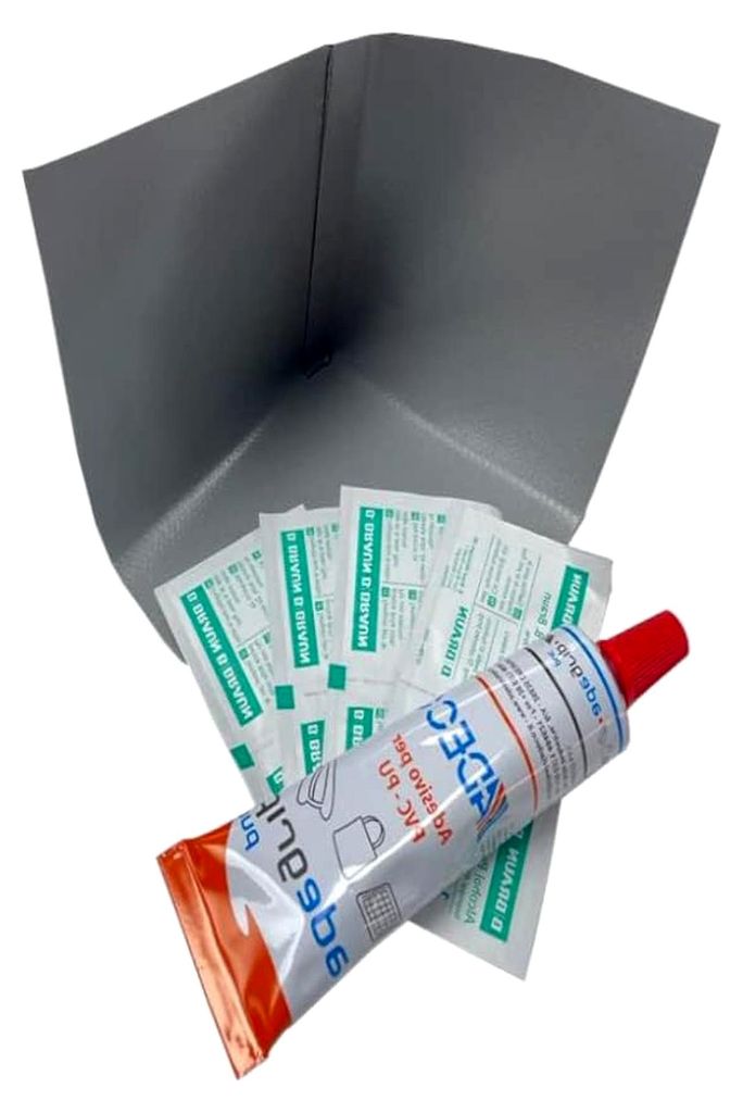 Reparaturset für Anhängerplanen-Ecken | LKW-Plane Reparaturset mit PVC-Kleber | Reparaturset für Anhängerecken (Blau, 10cm x 10cm x 10cm)